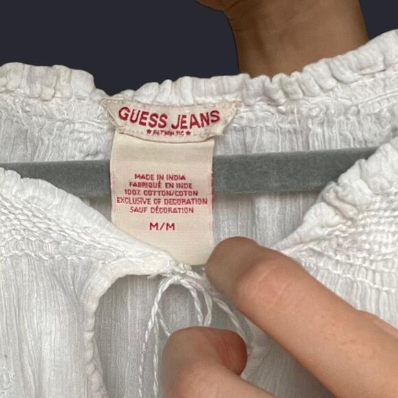 Y2K Guess Jeans Dainty White Blouse Top - Picture 7 of 7